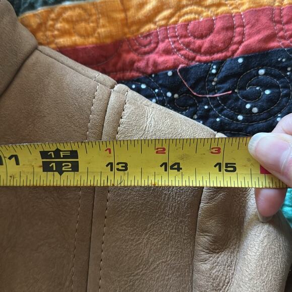 Lord & Taylor Vintage Tan Leather Shearling Coat - suede small - Picture 7 of 10